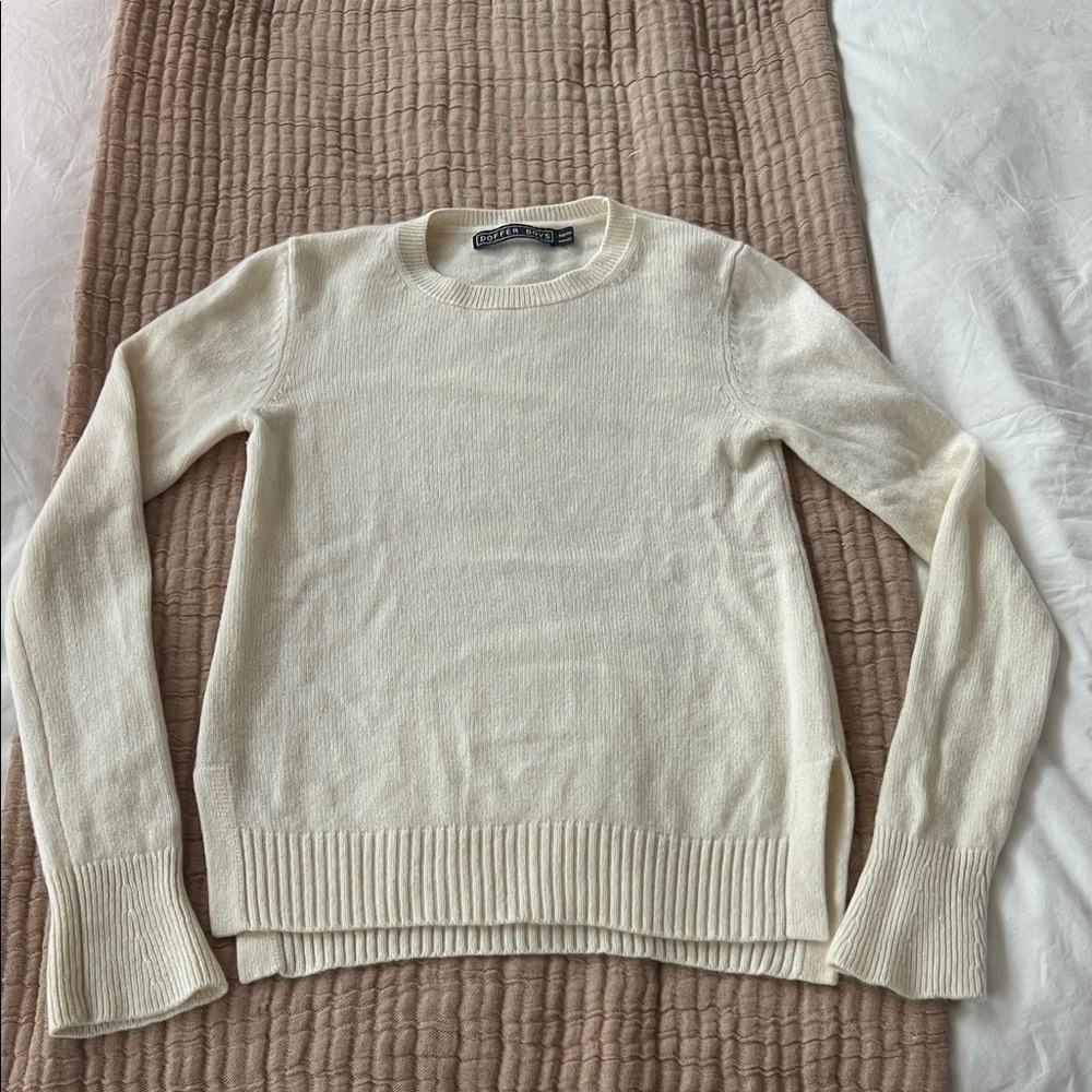 Doffer Boys Cashmere Dillon Crew Sweater in Blondie (Cream)